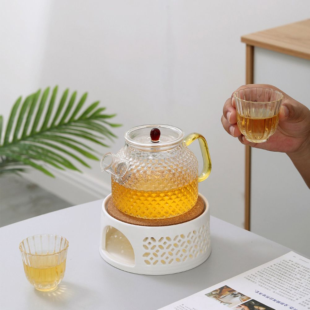 Teapot Warmer Porcelain Tea Heater without Electricity Candles Heating White Teapot Heater Winter Tea Warmer for Home Tea House - Image 5