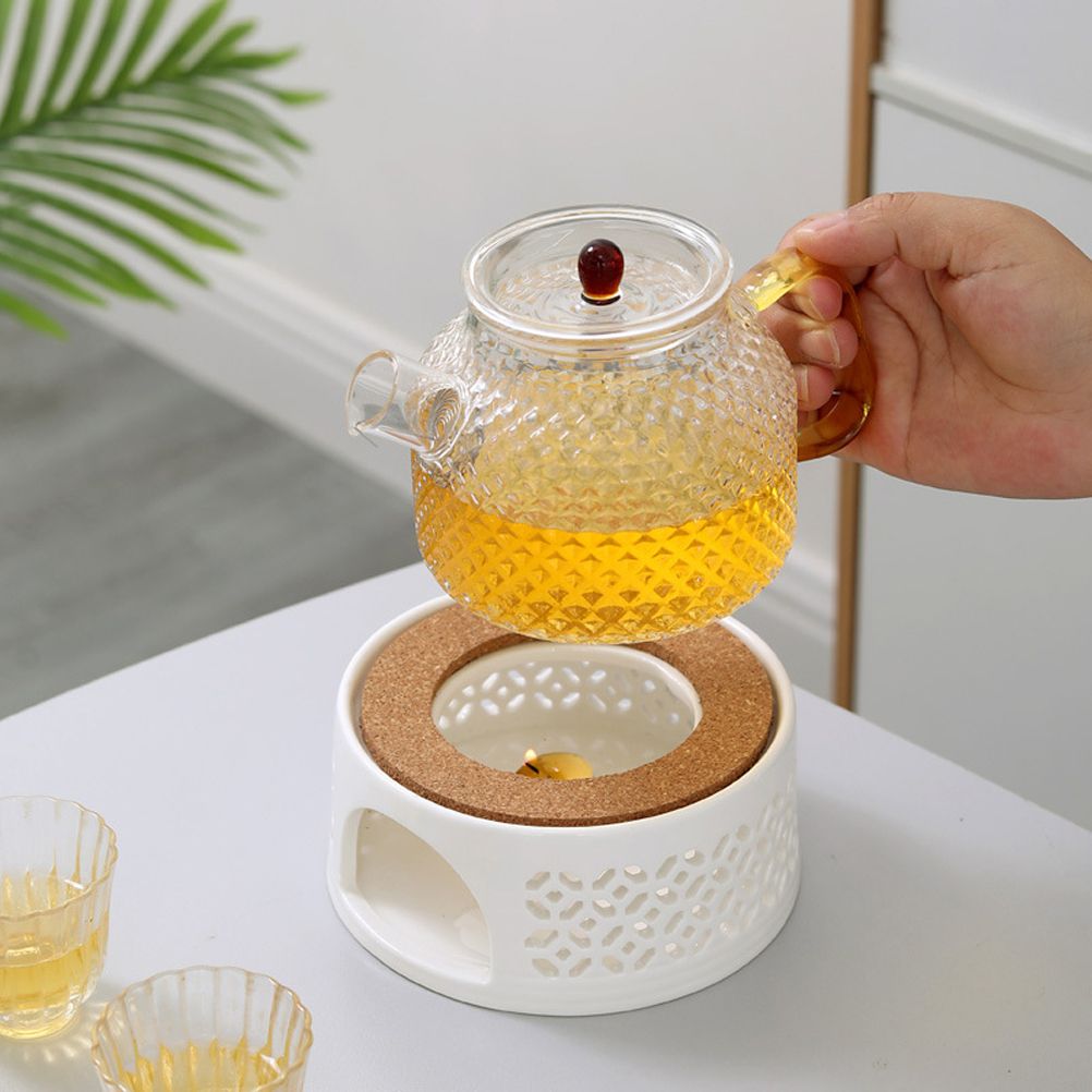 Teapot Warmer Porcelain Tea Heater without Electricity Candles Heating White Teapot Heater Winter Tea Warmer for Home Tea House - Image 6