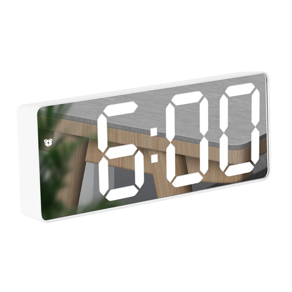 LED Digital Alarm Clock with Voice Control and Temperature Display Bedside Clock Adjustable Brightness Mirror Alarm - Image 1