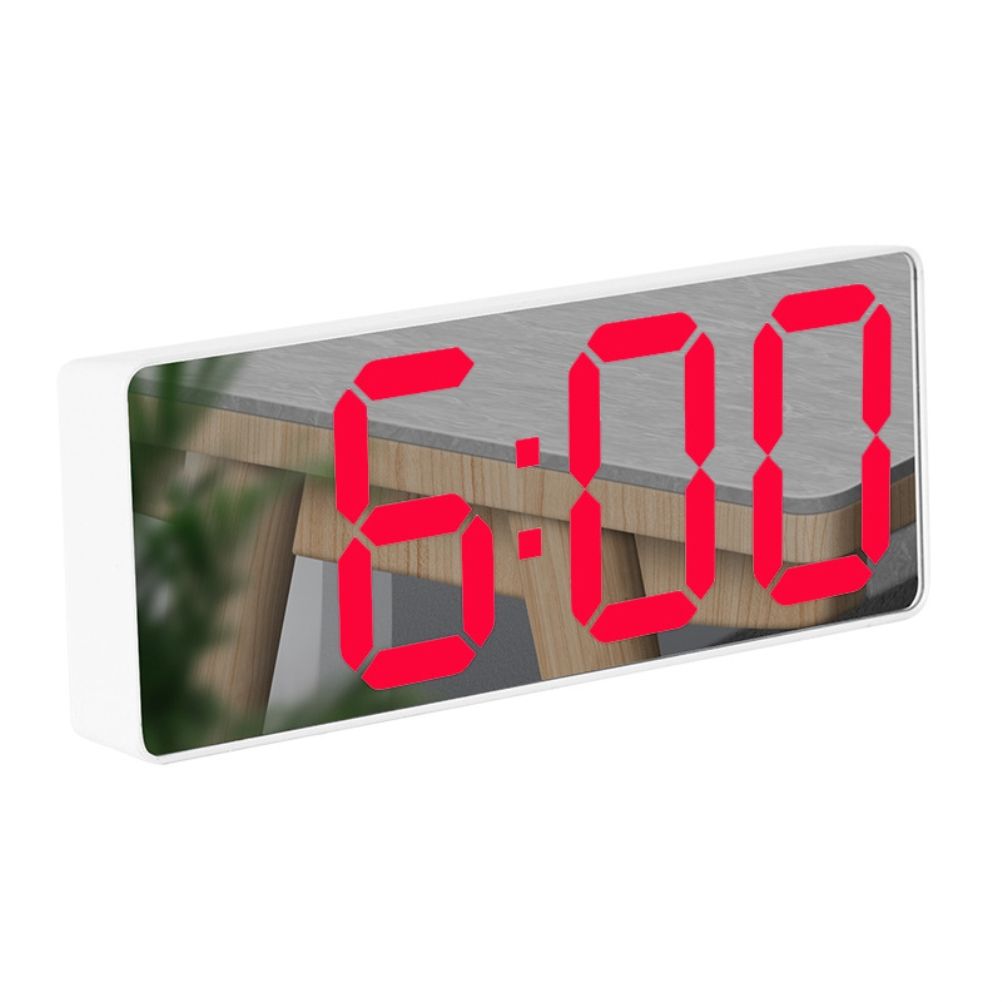 LED Digital Alarm Clock with Voice Control and Temperature Display Bedside Clock Adjustable Brightness Mirror Alarm - Image 1