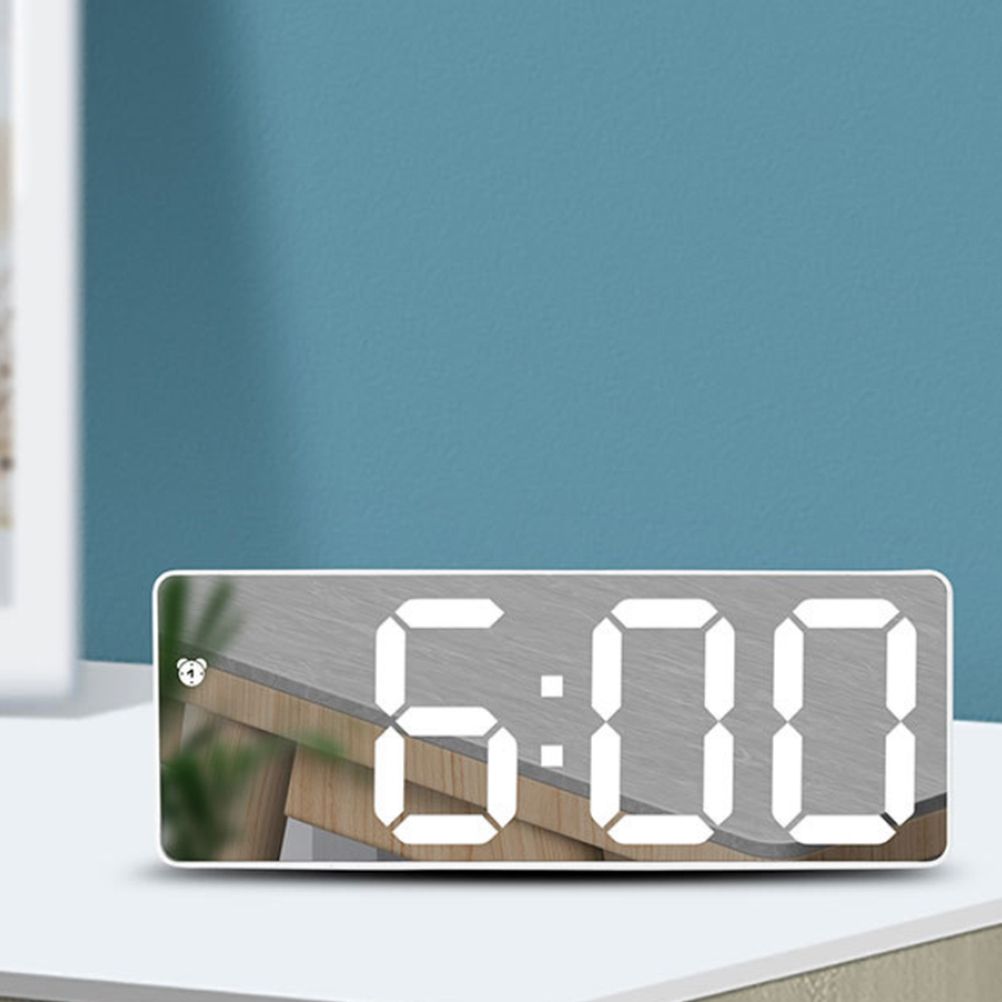 LED Digital Alarm Clock with Voice Control and Temperature Display Bedside Clock Adjustable Brightness Mirror Alarm - Image 5