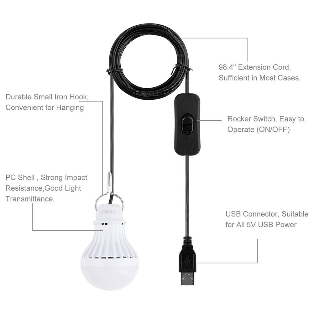 2 Pack LED Light for Camping 5W USB Children Bed Lamp Portable LED Bulb Outdoor Emergency Light - Image 3