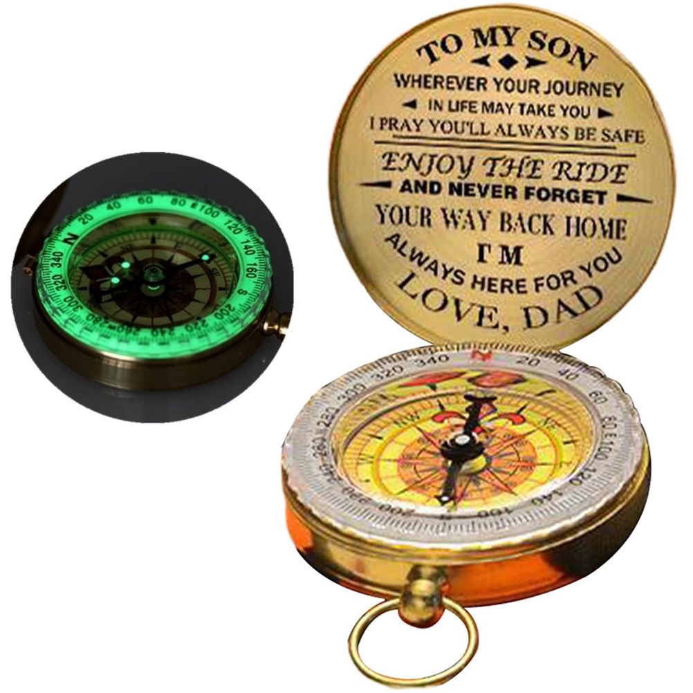 Luminous Compass Dad To Son Enjoy The Ride Gift for Camping Outdoor Activities Navigation Tool - Image 1