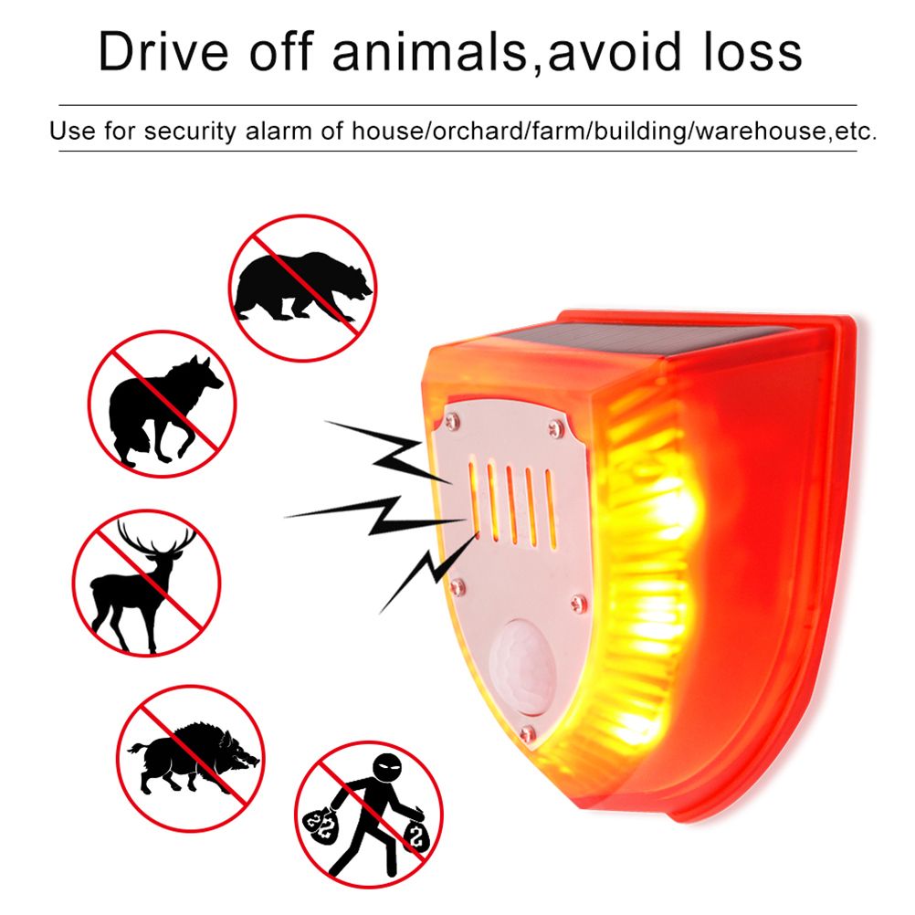 Solar Sound and Light Alarm Motion Sensor 110DB Sound Alert LED Flash Warning Strobe Security Alarm System for House Farm Villa - Image 2