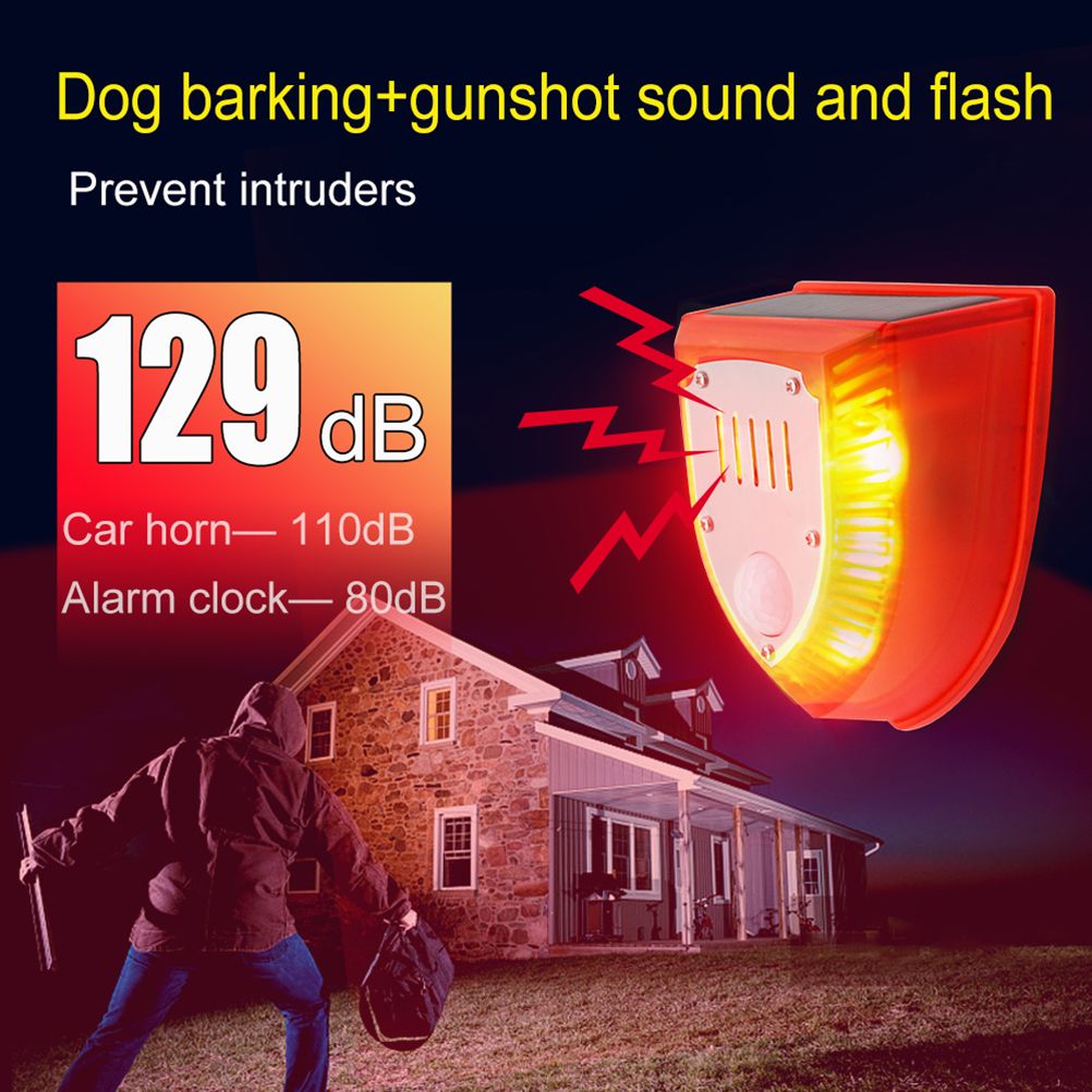 Solar Sound and Light Alarm Motion Sensor 110DB Sound Alert LED Flash Warning Strobe Security Alarm System for House Farm Villa - Image 8