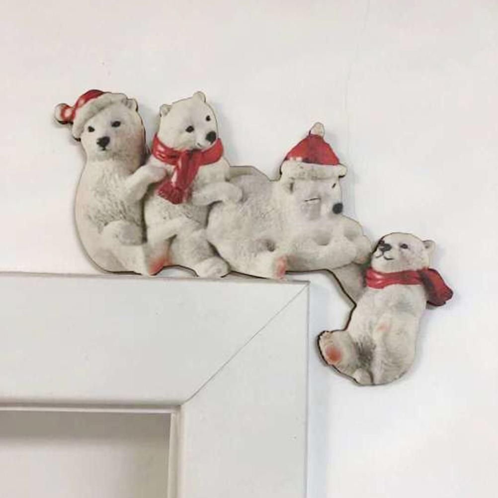 Christmas Door Frame Decoration Wooden Santa Claus Elk Xmas Decor for Home Christmas Party Ornament - Image 2