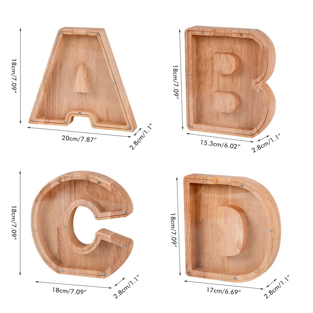 Piggy Bank Toy Alphabets Wooden Coin Piggy Bank Educational Gift for Kids Children Money Box - Image 2