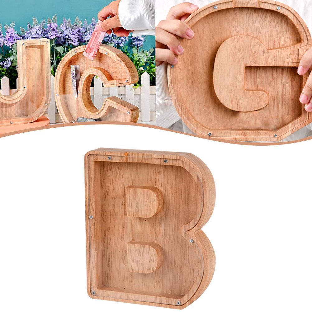 Piggy Bank Toy Alphabets Wooden Coin Piggy Bank Educational Gift for Kids Children Money Box - Image 4