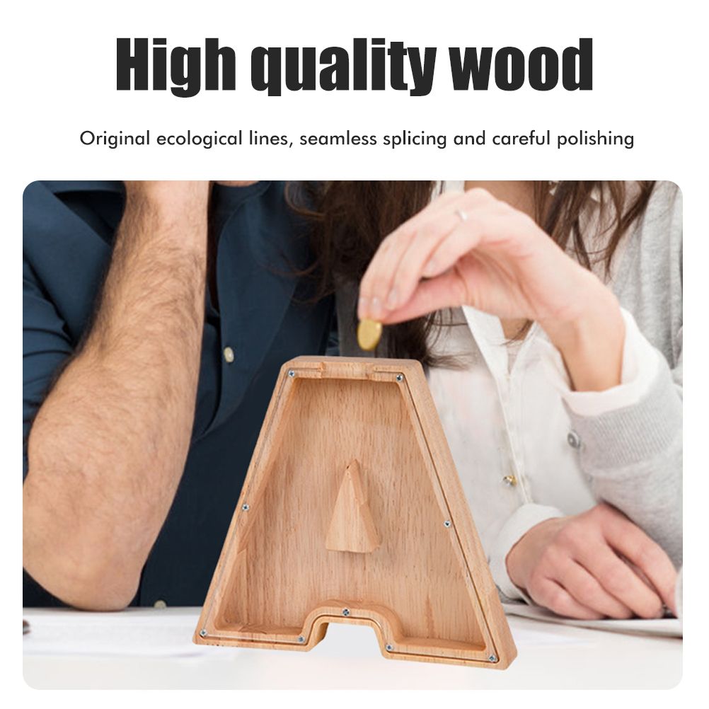 Piggy Bank Toy Alphabets Wooden Coin Piggy Bank Educational Gift for Kids Children Money Box - Image 5