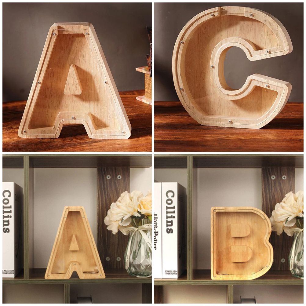 Piggy Bank Toy Alphabets Wooden Coin Piggy Bank Educational Gift for Kids Children Money Box - Image 6