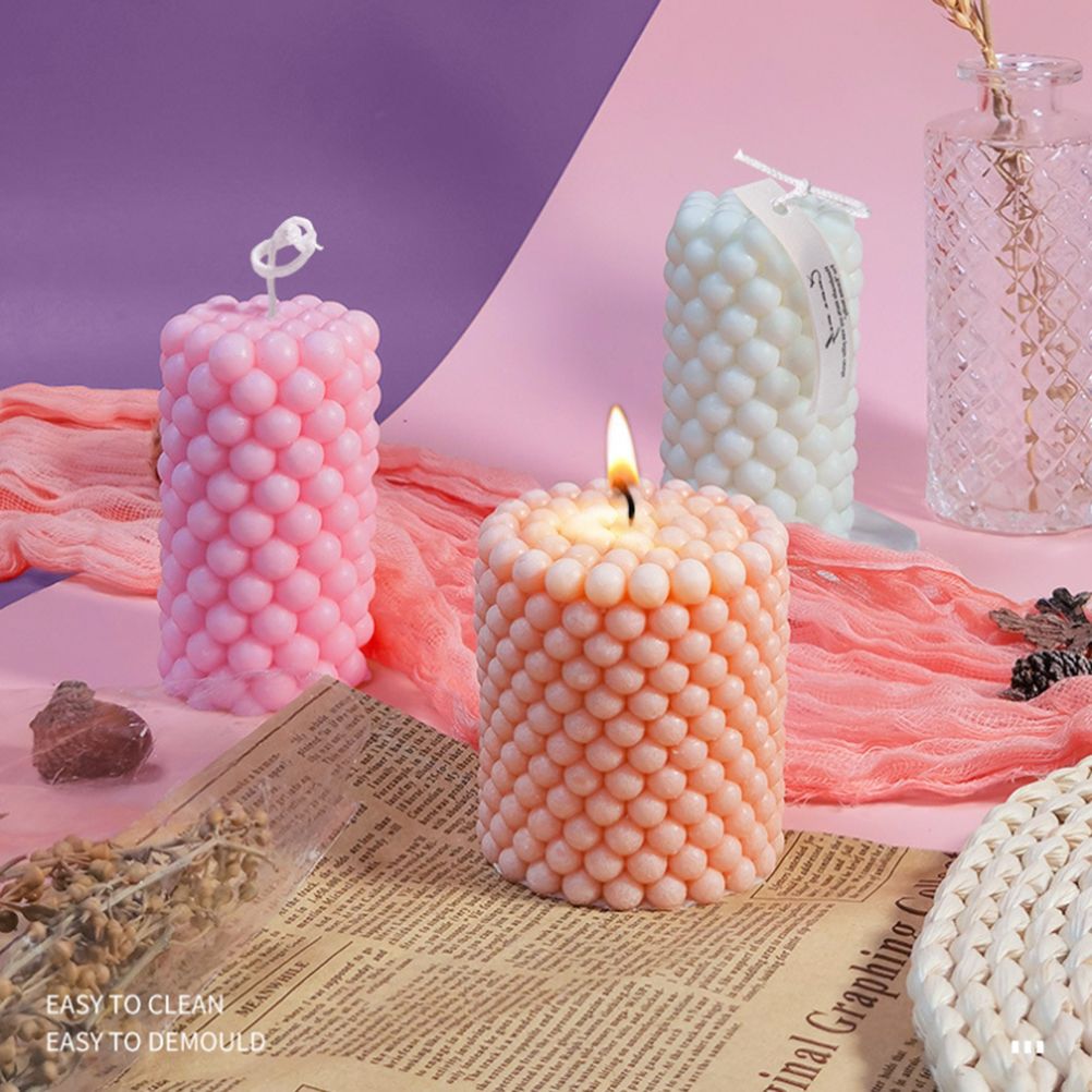 Bubble Candle Mould Silicone Mold Round Shape Candle Moulds 3D Bubble Silicone Candle Mould Column Plaster Candle Mould - Image 5