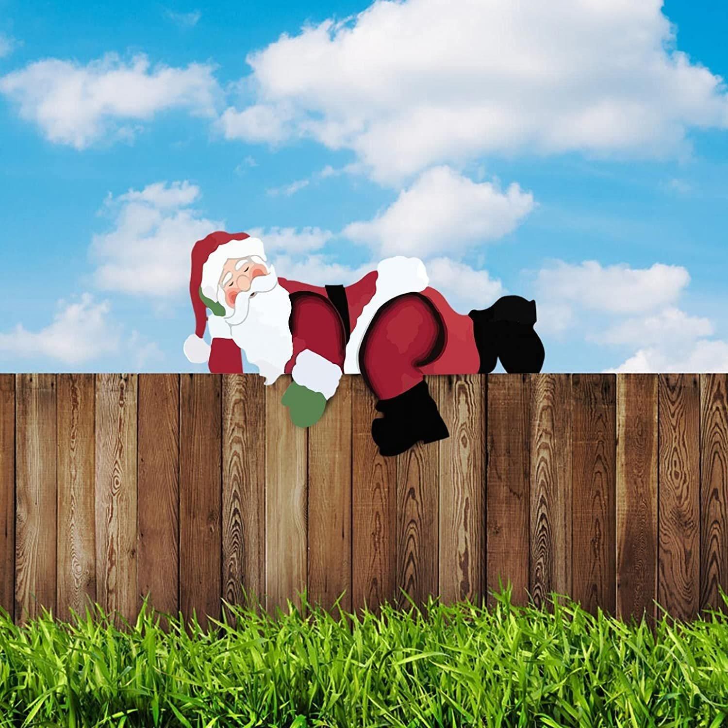 Christmas Home Decor Christmas Themed Santa Snowman Garden Fence Topper Ornament Holiday Hanging Decor Gift - Image 5