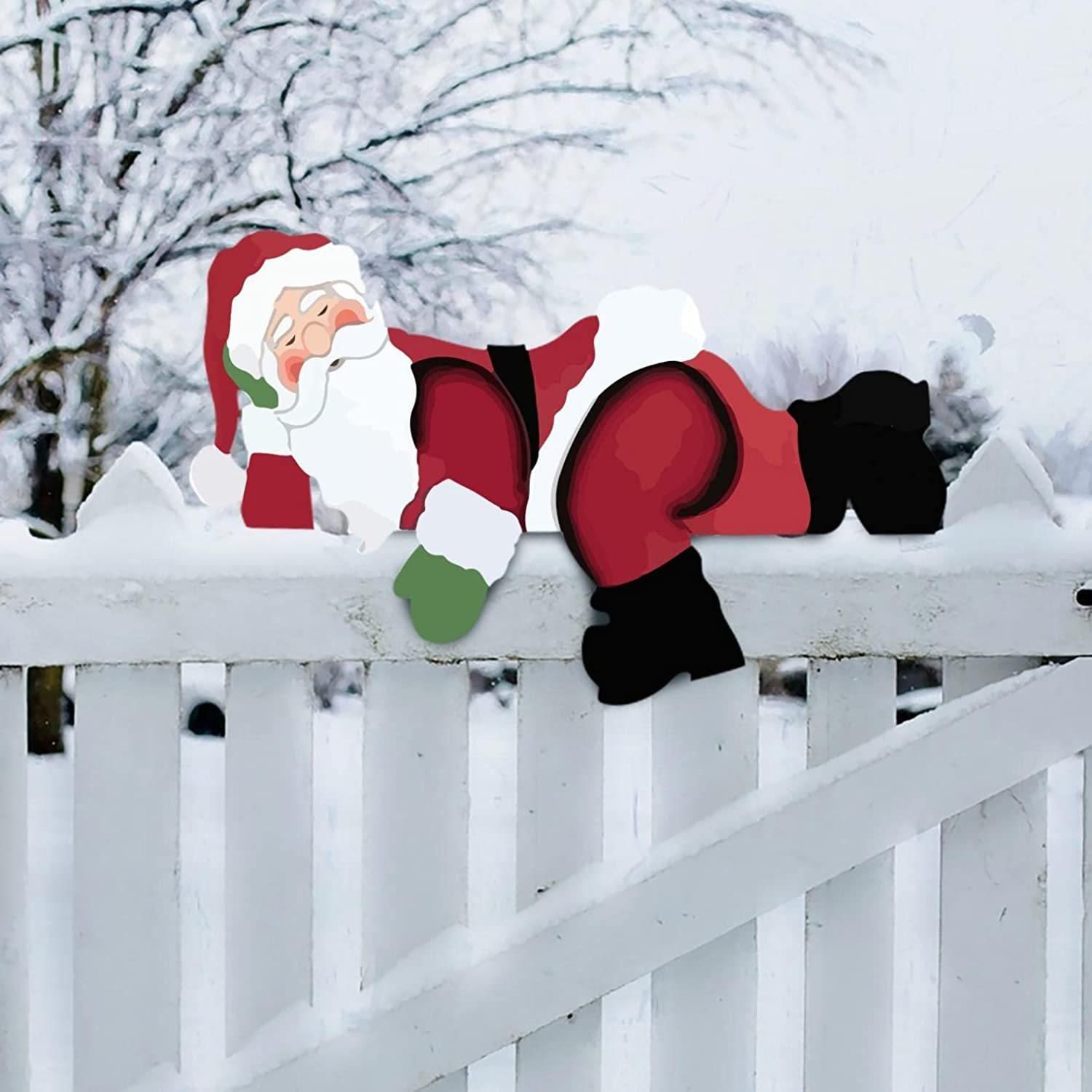 Christmas Home Decor Christmas Themed Santa Snowman Garden Fence Topper Ornament Holiday Hanging Decor Gift - Image 6