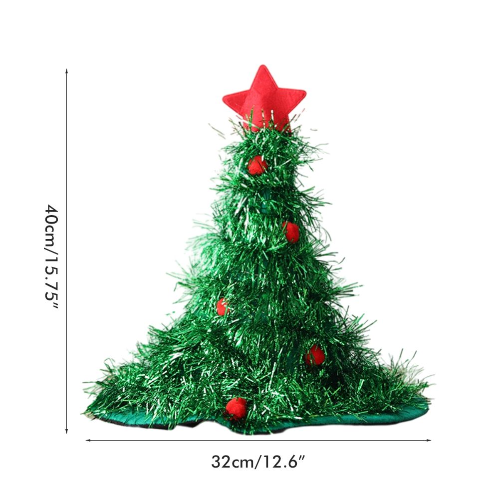 Luminous Christmas Tree Hat with Star for Christmas Party Fancy Dress Props for Kids Adult Xmas Green Hat - Image 2