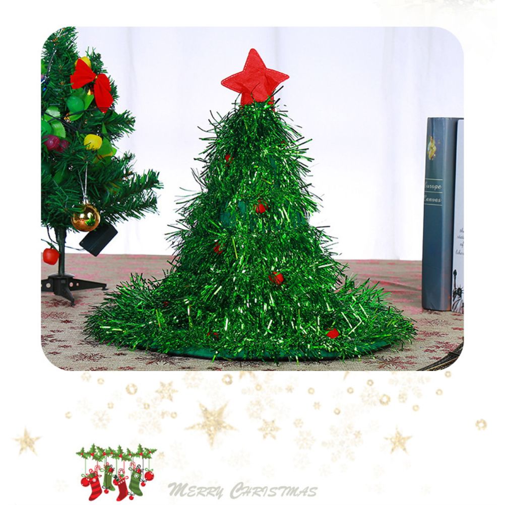 Luminous Christmas Tree Hat with Star for Christmas Party Fancy Dress Props for Kids Adult Xmas Green Hat - Image 4