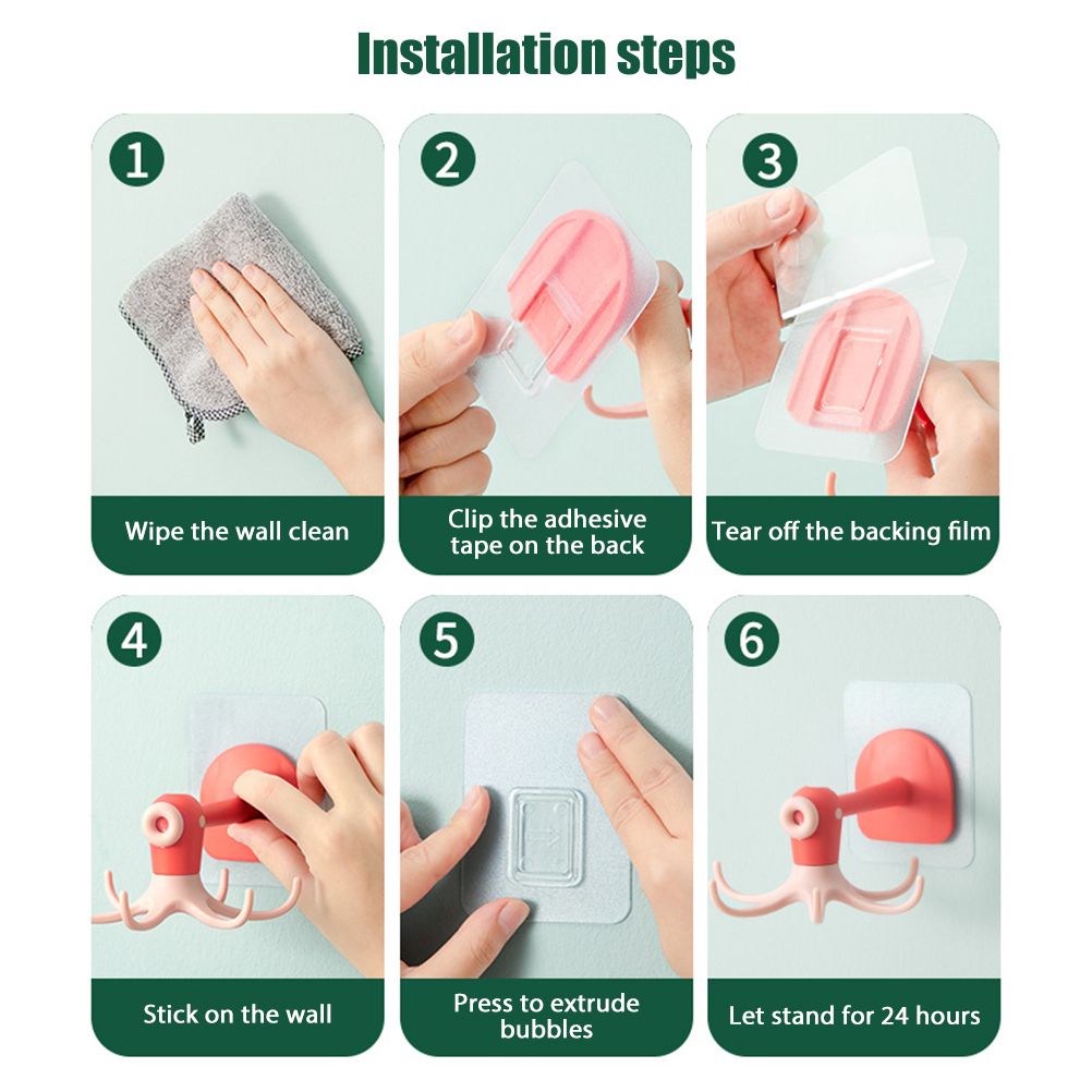 Kitchen 360° Rotated Hooks Punching Free Six Claw Hook Storage Rack for Cooking Accessories Cabinet Bathroom Organizer - Image 5