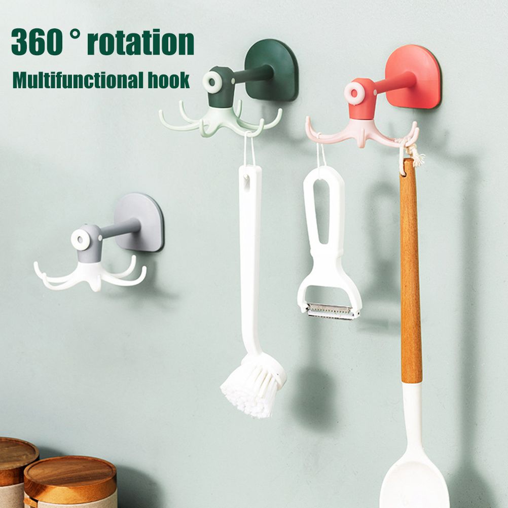 Kitchen 360° Rotated Hooks Punching Free Six Claw Hook Storage Rack for Cooking Accessories Cabinet Bathroom Organizer - Image 6