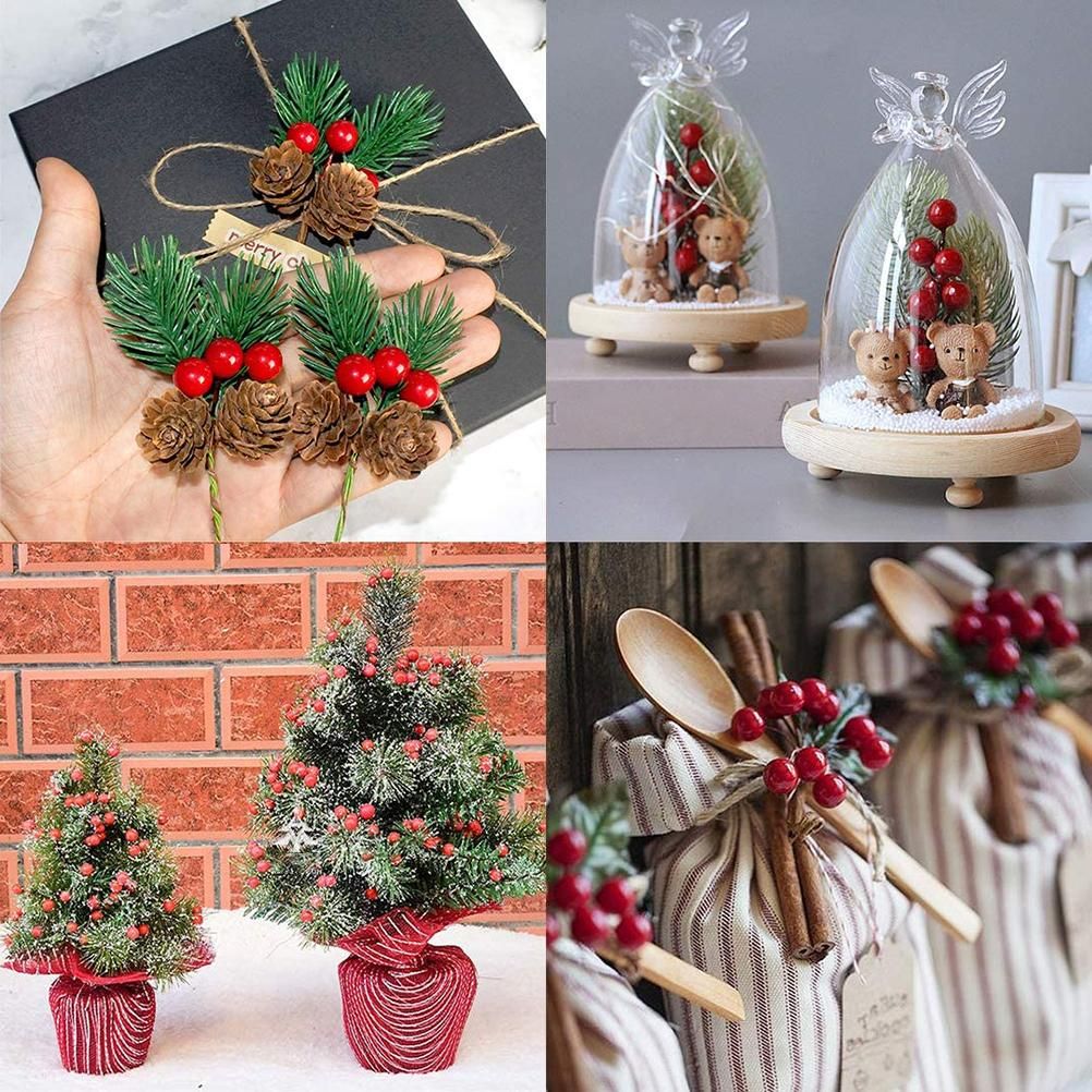 100Pcs Artificial Holly Berries 10mm Plastic Berries Decor on Wire for Christmas Tree Decorations Berry Garland Flower Wreath DIY Crafts - Image 3