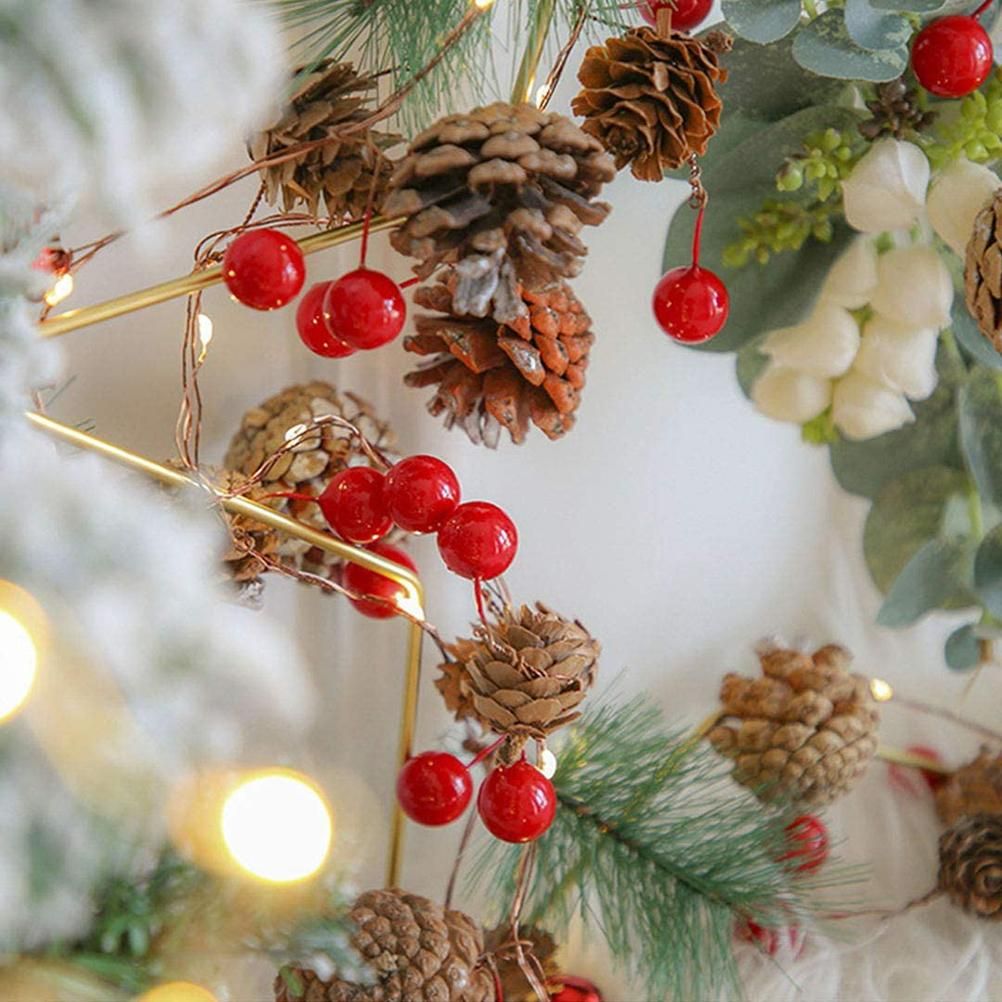 100Pcs Artificial Holly Berries 10mm Plastic Berries Decor on Wire for Christmas Tree Decorations Berry Garland Flower Wreath DIY Crafts - Image 6