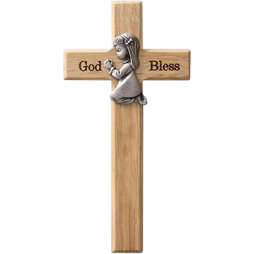 Praying Little Boy Wood Cross Wooden Blessing Cross Christmas Decoration Crafts Gifts for Newborns or Children - Image 1