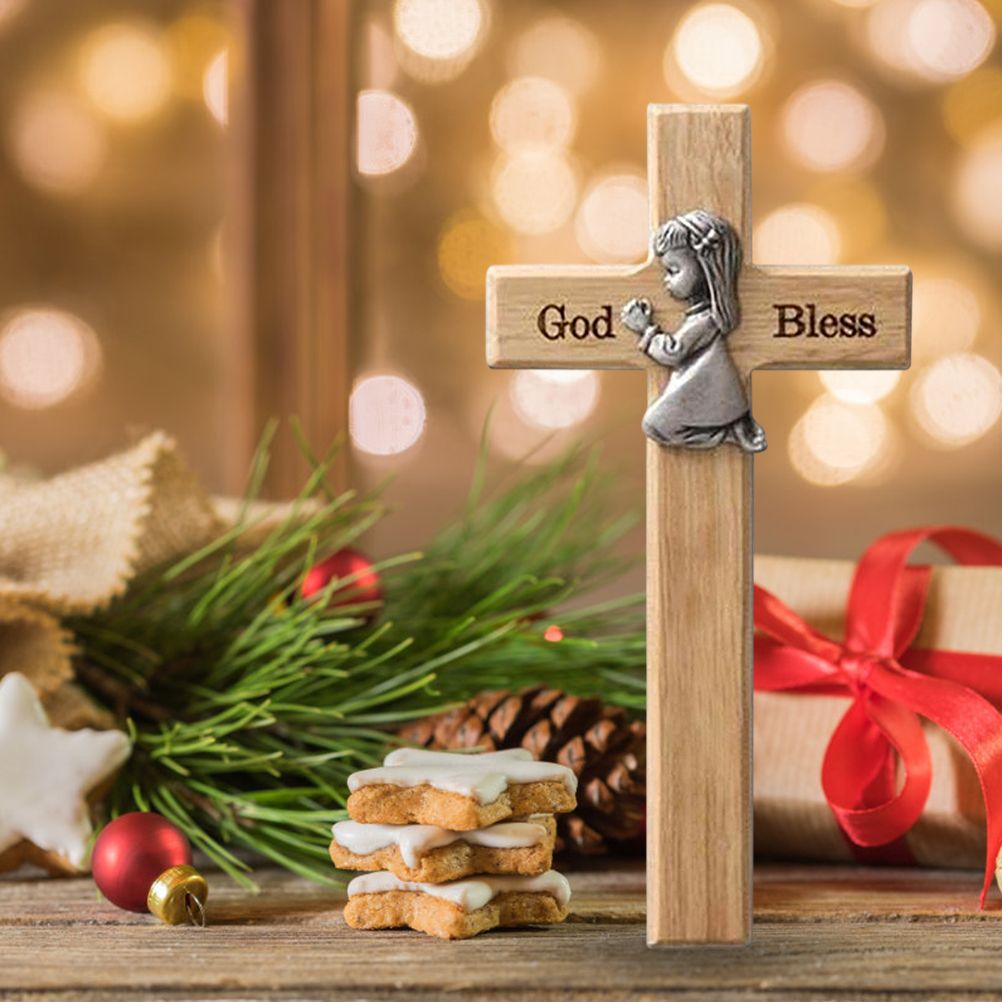 Praying Little Boy Wood Cross Wooden Blessing Cross Christmas Decoration Crafts Gifts for Newborns or Children - Image 6