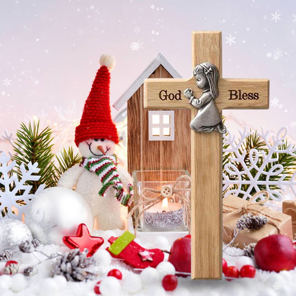 Praying Little Boy Wood Cross Wooden Blessing Cross Christmas Decoration Crafts Gifts for Newborns or Children - Image 7