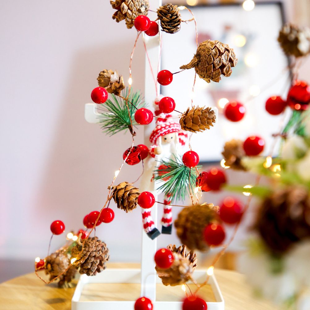 LED Christmas String Lights Decoration with Pine Cone Needles Red Berry Bell for Indoor Outdoor Christmas Party Holiday Decor - Image 5