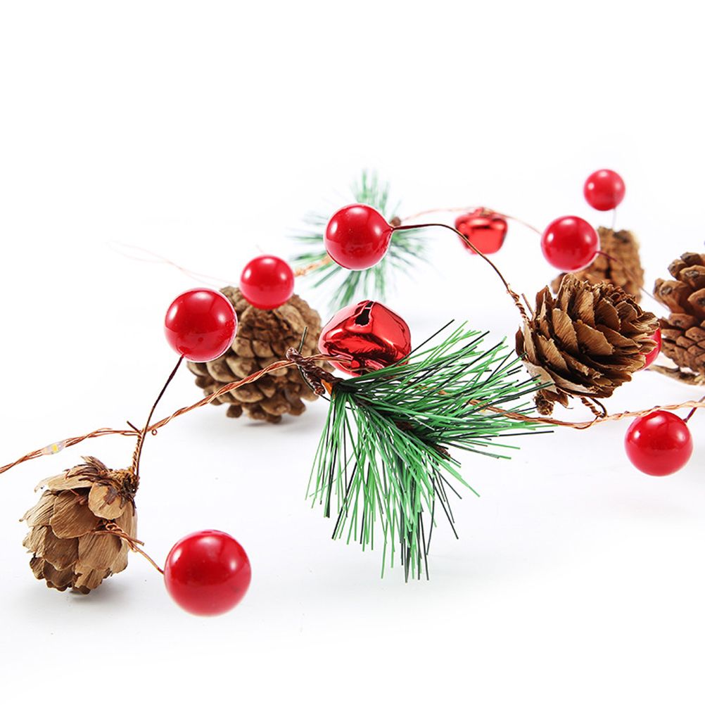 LED Christmas String Lights Decoration with Pine Cone Needles Red Berry Bell for Indoor Outdoor Christmas Party Holiday Decor - Image 6