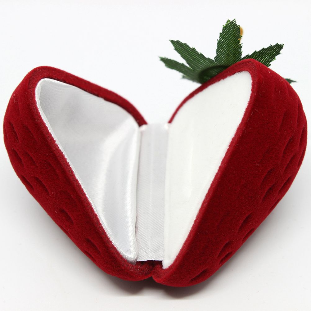Ring Storage Case Cute Strawberry Shape Ring Protector Jewelry Box for Engagement and Wedding - Image 1