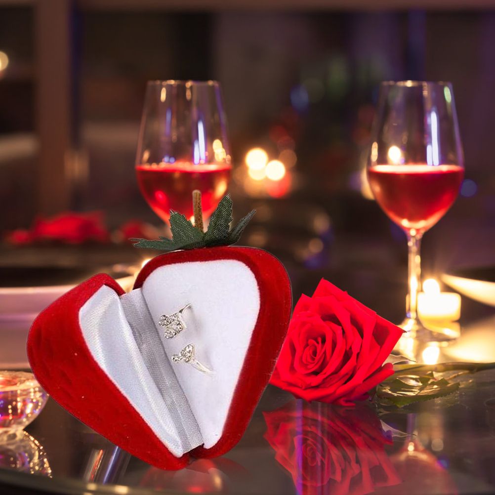 Ring Storage Case Cute Strawberry Shape Ring Protector Jewelry Box for Engagement and Wedding - Image 4