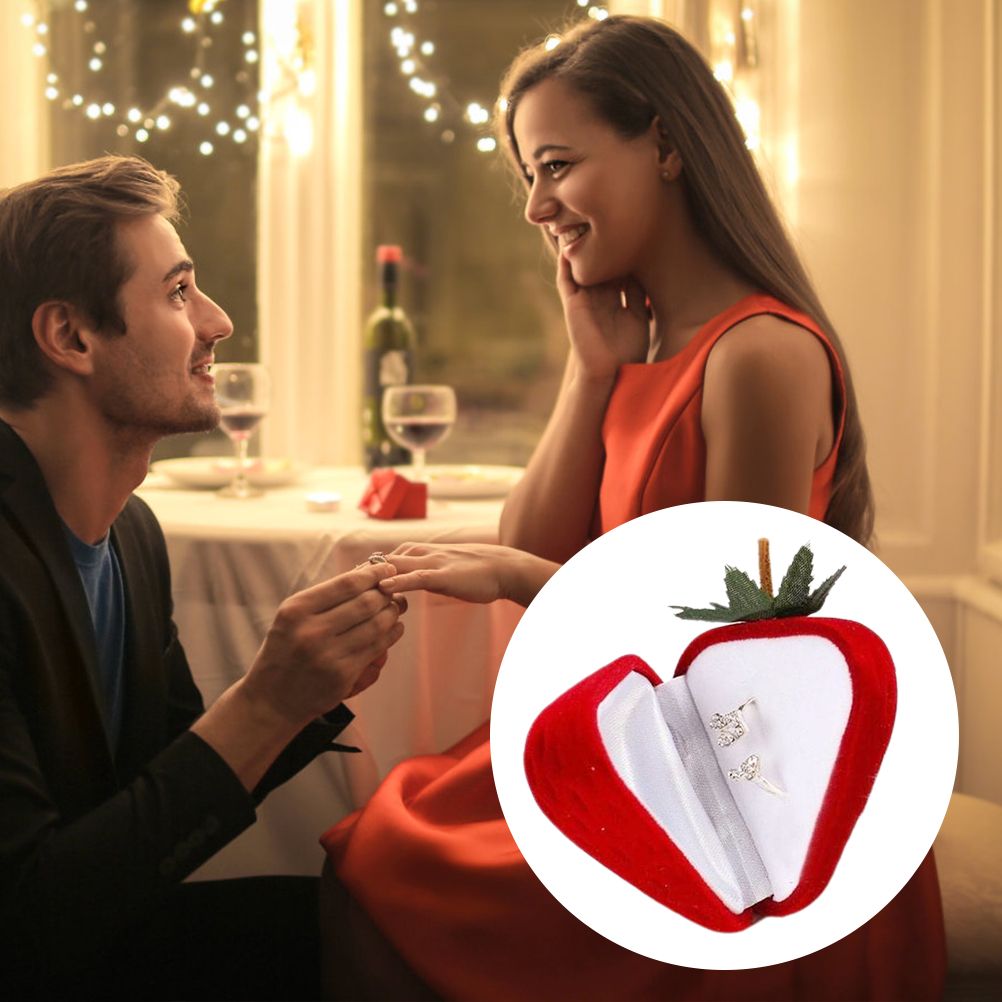 Ring Storage Case Cute Strawberry Shape Ring Protector Jewelry Box for Engagement and Wedding - Image 5