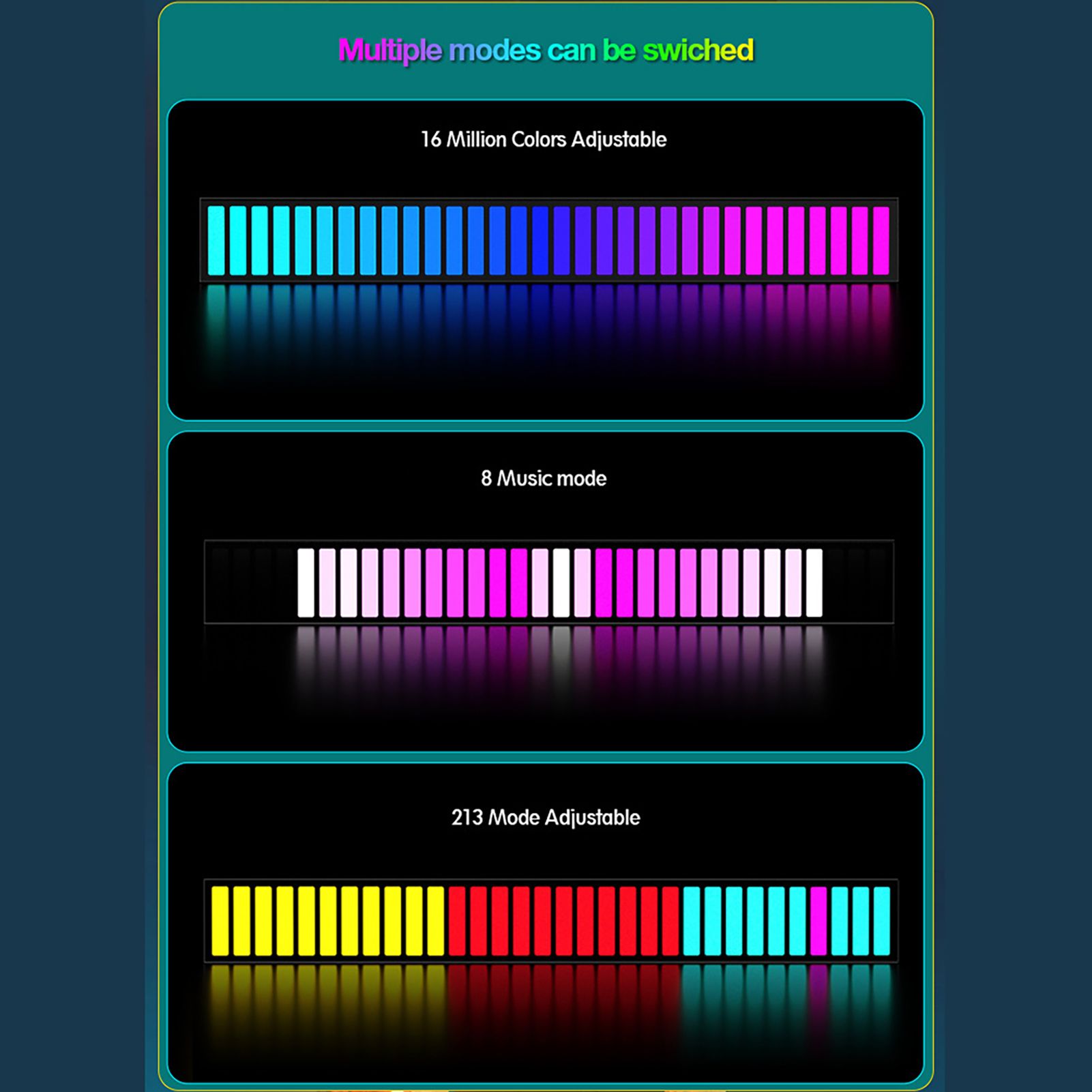 Sound Reactive LED Light Bar RGB Colorful APP Control Audio Music Rhythm Dynamic Strip Light for Car Gaming PC TV Room - Image 3