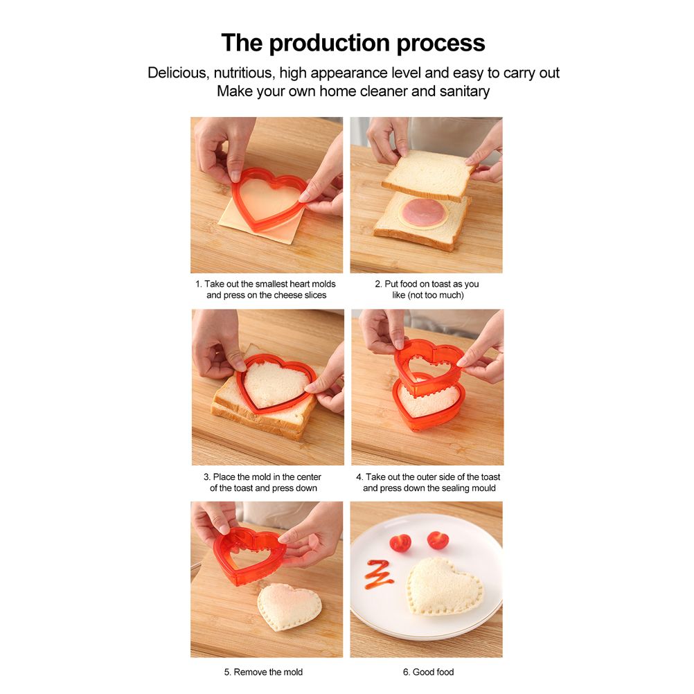 Square Sandwich Cutter Sealer Bread Decruster Pancake Maker DIY Cutters Bento Box Sandwich Decruster Press Mold for Kids - Image 4