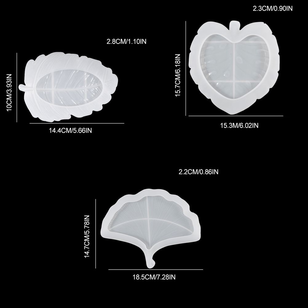 3 Pcs Leaves Silicone Mould Leaves Resin Casting Mould Tray Epoxy Resin Moulds Tray DIY Coaster Tray Casting Mould - Image 6