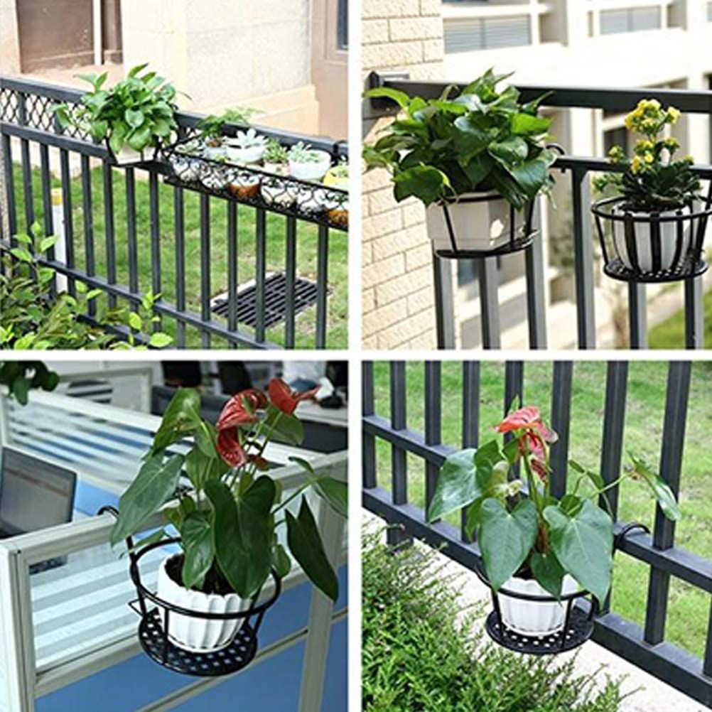 Hanging Railing Iron Planter Baskets Flower Pot Holder Hanger Metal Fence Rail for Patio Balcony Porch Fence - Image 6