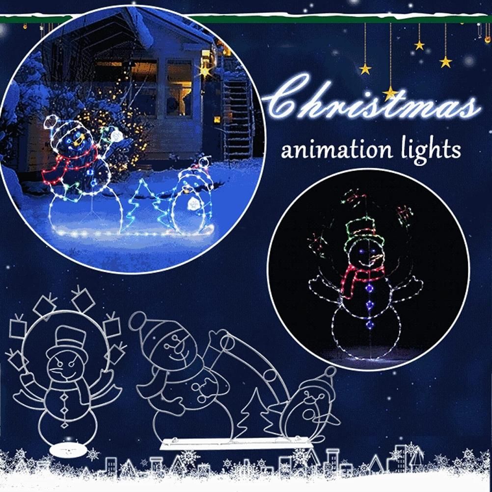 Christmas Fun Animated Ornaments Light String Garden Snow Glowing Decorative Frame Sign Indoor Outdoor Celebration Decor - Image 4