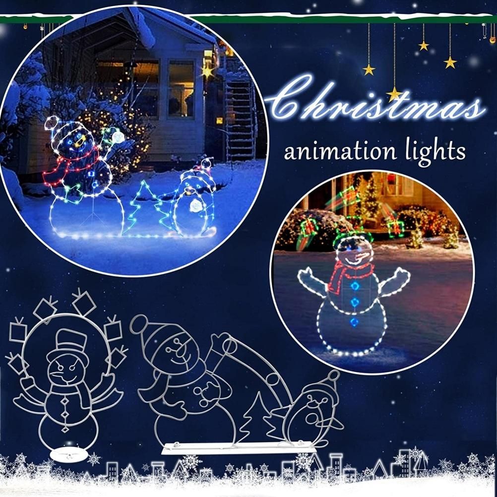 Christmas Fun Animated Ornaments Light String Garden Snow Glowing Decorative Frame Sign Indoor Outdoor Celebration Decor - Image 8