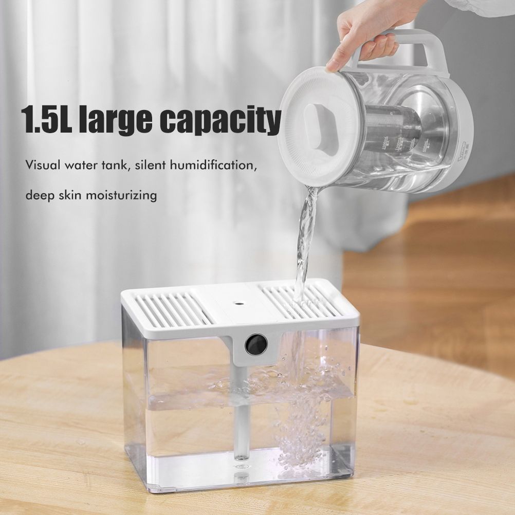 1.5L Fully Transparent Air Humidifier Large Capacity Air Purifying Mist Maker 2 Modes Adjustable Essential Oil Diffuser - Image 8