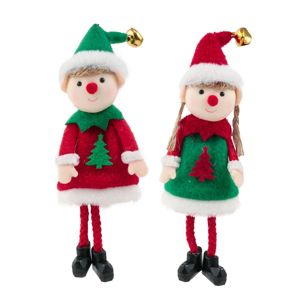 2 Pcs Christmas Elf Plush Dolls Christmas Tree Hanging Pendant Xmas Elf Soft Toy Plush Long Legged Elves Christmas Tree Decoration - Image 1
