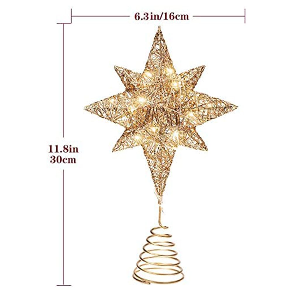 Christmas Star Tree Topper 3D Geometric Star Decorative LED Lights Battery Operated Beautiful Star Lighting with Springy Base for Holiday Xmas - Image 5