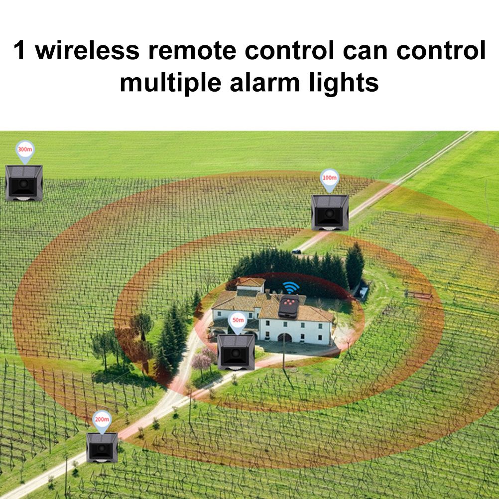 Solar Alarm Light with Motion Detector Outdoor Solar Strobe Light Remote Control Sound Alarm for Backyard Patch Farm Garage - Image 7
