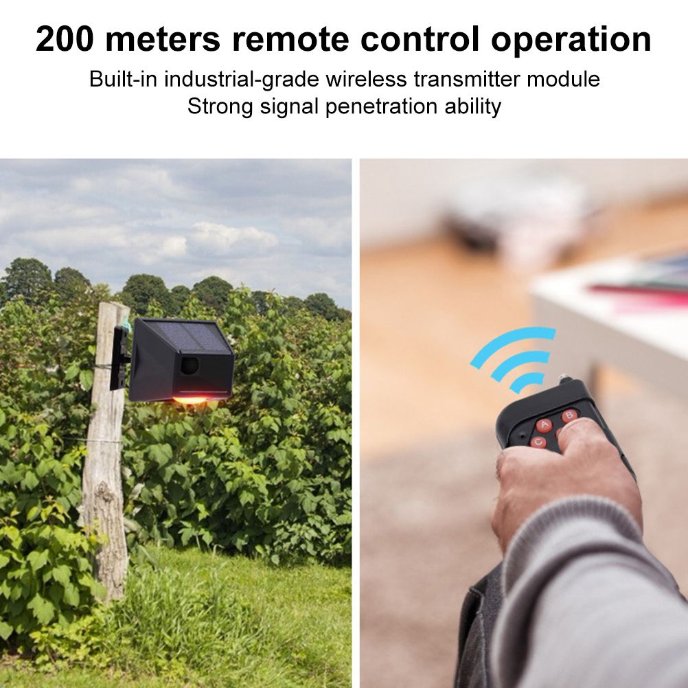 Solar Alarm Light with Motion Detector Outdoor Solar Strobe Light Remote Control Sound Alarm for Backyard Patch Farm Garage - Image 8