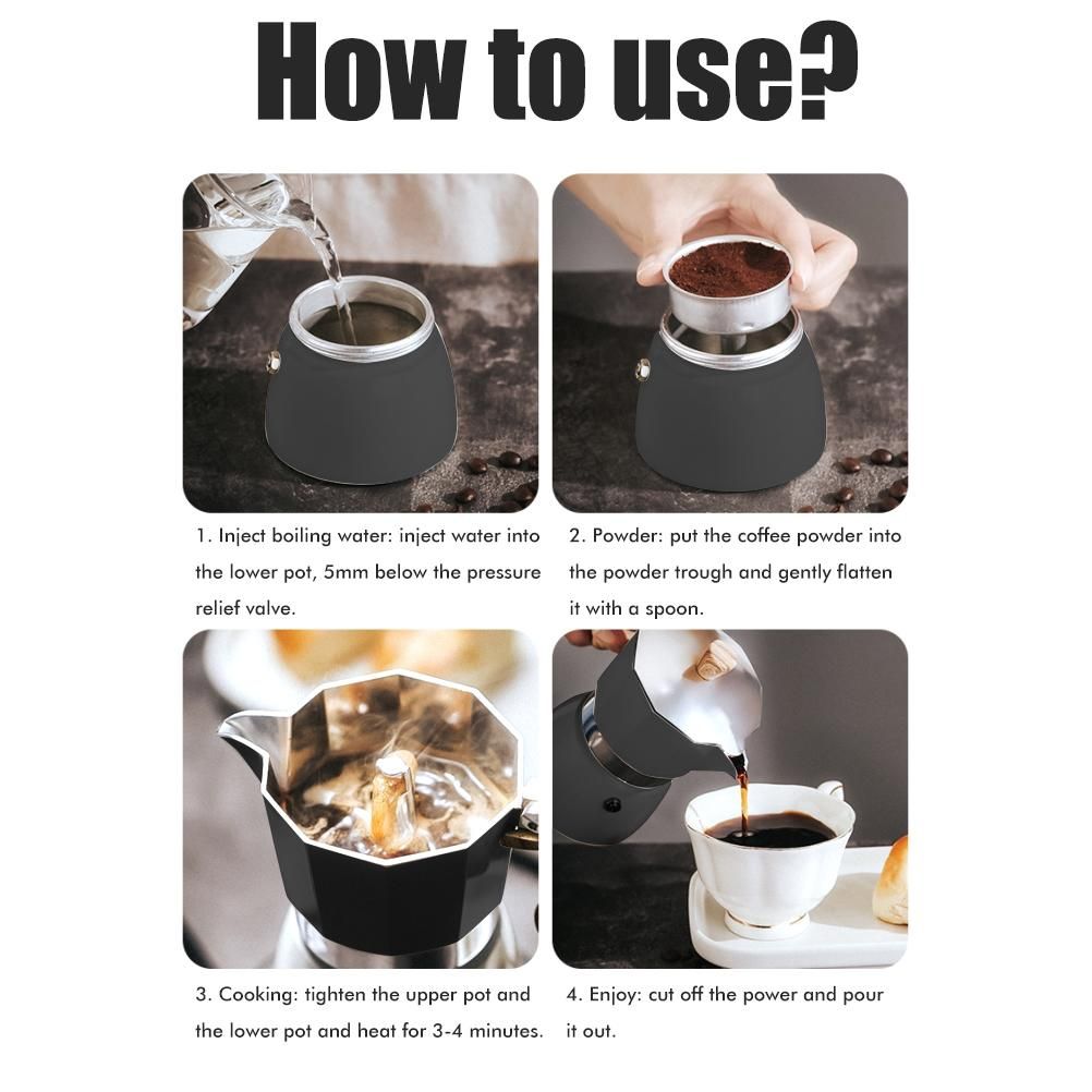 150ML/300ML Portable Aluminum Italian Style Espresso Maker Moka Pot Coffee Maker Household Mocha Cold Extract Pot for Making Cappuccino Latte - Image 8