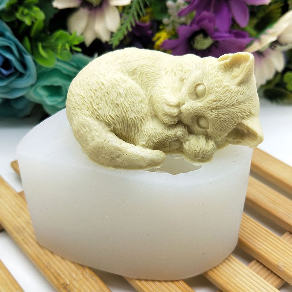 Silicone Cat Mold Cute Cat Soap Mold for Candles Mousse Cake Mold 3D Cartoon Cat Epoxy Mold DIY Baking Mould - Image 3