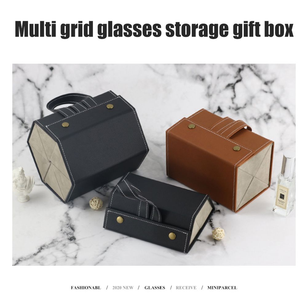Multi Slot Sunglasses Organizer Foldable Glasses Jewelry Storage Box Portable PU Leather Eyeglasses Case for Storing Watches and Keys - Image 6
