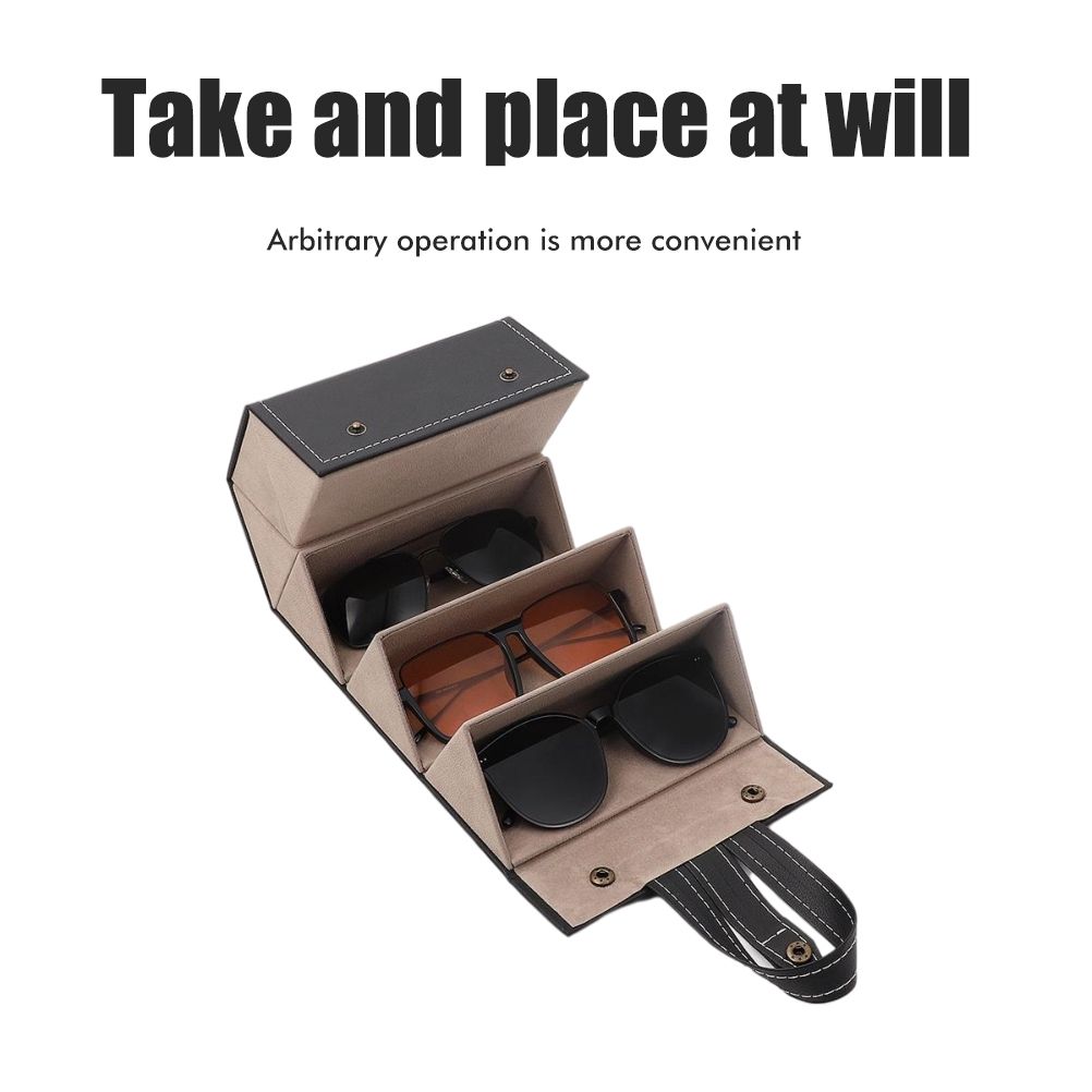 Multi Slot Sunglasses Organizer Foldable Glasses Jewelry Storage Box Portable PU Leather Eyeglasses Case for Storing Watches and Keys - Image 8