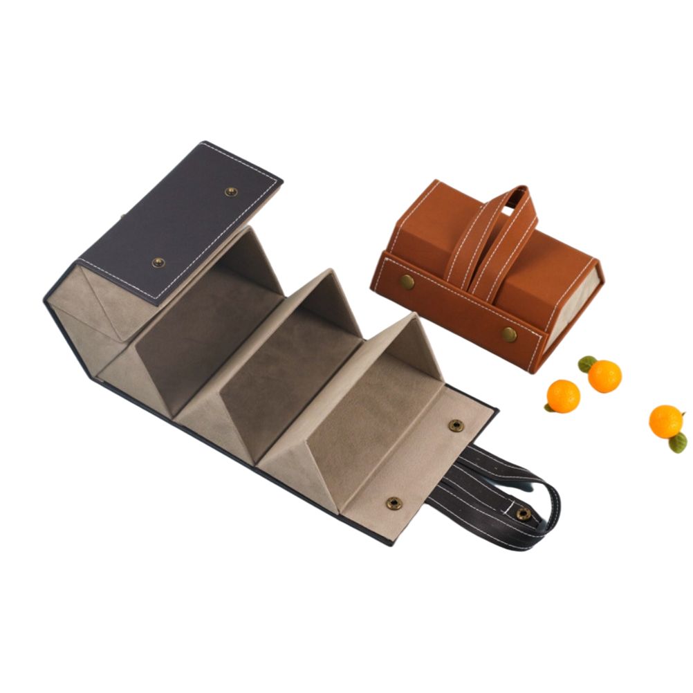 Multi Slot Sunglasses Organizer Foldable Glasses Jewelry Storage Box Portable PU Leather Eyeglasses Case for Storing Watches and Keys - Image 7