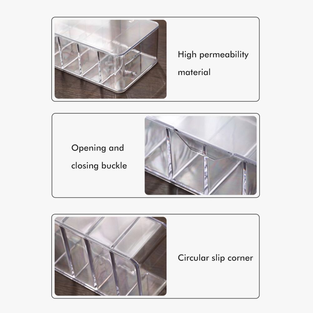 8 Grids Clear Plastic Cable Storage Box Data Cable Storage Container Save Space Cable Management Box for Storing Earrings Rings and Data Cables - Image 2