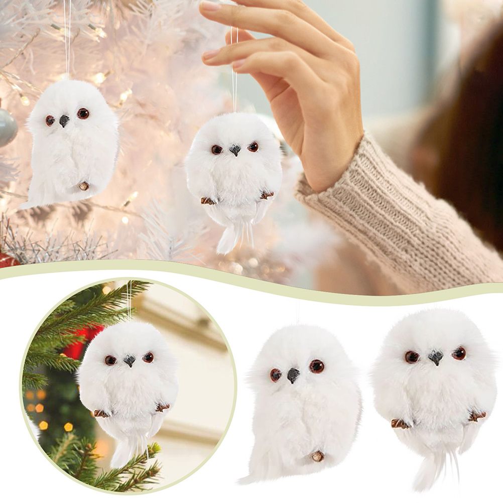 2Pcs Christmas Cute Owl Hanging Gift Simulation Animal Pendant Xmas Tree Pendant Home Holiday Party Decoration - Image 2