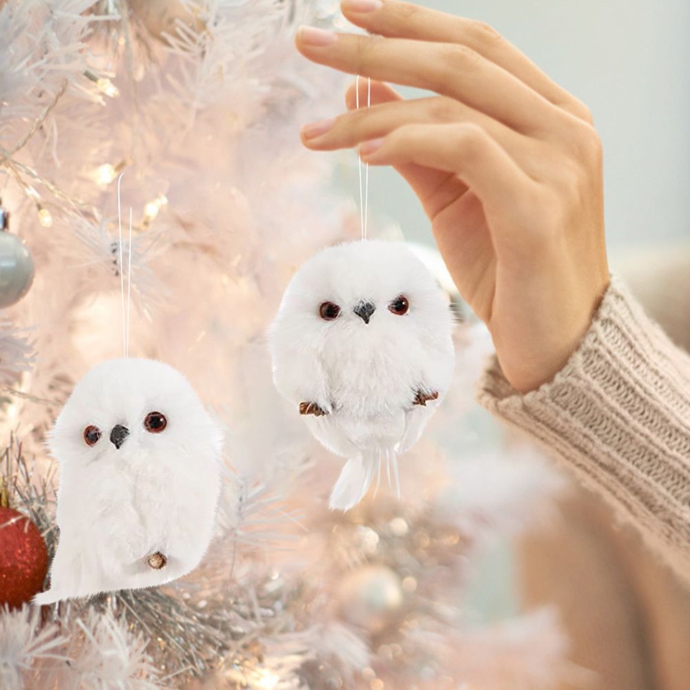 2Pcs Christmas Cute Owl Hanging Gift Simulation Animal Pendant Xmas Tree Pendant Home Holiday Party Decoration - Image 5